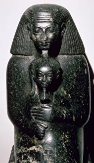 Egyptian statuette of Sehenmut and his ward the Princess Neferure, c. 14th century BC