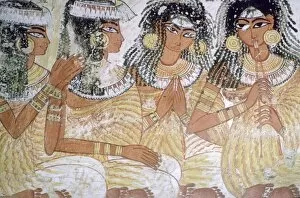 Clapping Gallery: Egyptian wall-painting of musicians at a banquet