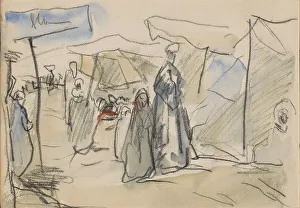 Egyptians walking on a road, 1919. Creator: Marius Bauer