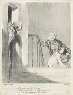 Shopping Basket Prints: Eh! Qu'est-ce qu'il y a de nouveau?... 19th century. Creator: Honore Daumier