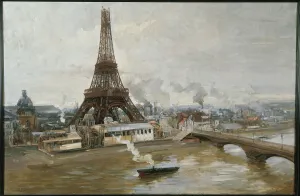 Tugboat Prints: Eiffel Tower and the Champ-de-Mars, in January 1889. Creator: Paul Louis Delance