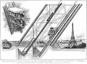 Eiffel Collection: Eiffel Tower elevator, 1889