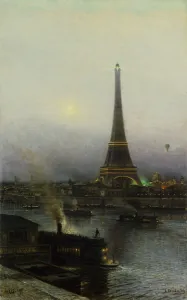 Centre Gallery: The Eiffel tower at Night, 1889. Creator: Bogolyubov, Alexei Petrovich (1824-1896)
