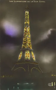Eiffel Tower Prints: The Eiffel tower at Night, c. 1925. Creator: Anonymous