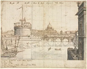 Eighteen Views of Rome: The Castel SantAngelo, 1665. Creator: Lievin Cruyl (Flemish, c