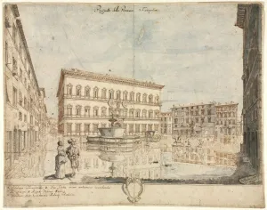 Eighteen Views of Rome: The Piazza Farnese (recto); Cartouche (verso), 1664. Creator