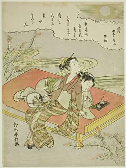 Harunobu Prints: The Eighth Month (Chushu), from the series Popular Versions of Immortal Poets in Four