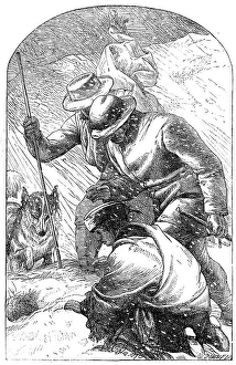 Brothers Dalziel Prints: Eildon Manor': Wilfred and the Keepers discovering Burton in a snowdrift