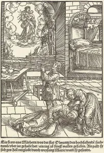 Miracles Prints: Ein frau aus Marhern... c. 1503. Creator: Master of the Legend Scenes