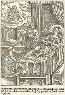 Miracles Prints: Ein fraw zu Peham Kirchen... c. 1503. Creator: Master of the Legend Scenes