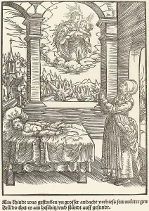 Miracles Prints: Ein Khindt was gestorben... c. 1503. Creator: Master of the Legend Scenes