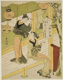 The Eiraku-an teahouse in Kyoto, c. 1768/69. Creator: Suzuki Harunobu The Eiraku-an teahouse in Kyoto, c. 1768/69. Creator: Suzuki Harunobu
