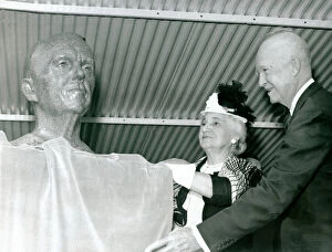Dwight Eisenhower Gallery: Eisenhower unveils Marshall bust, USA, September 8, 1960. Creator: NASA