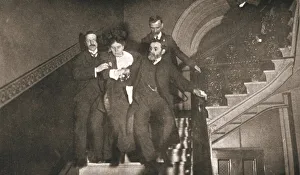 Ejection of a woman questioner from City Temple, London, 12 November 1908. Artist