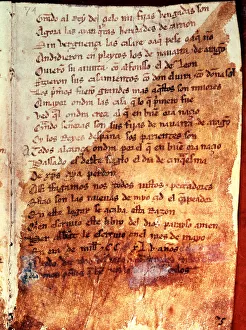 National Library Prints: El Cantar del Mio Cid (The Song of the Cid). Manuscript. Fol. Per Abbat, 1307