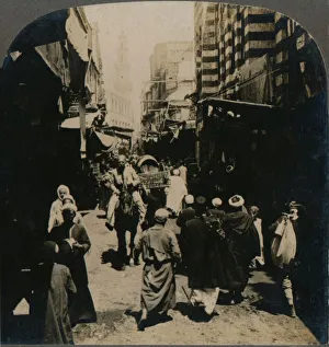 Stereogram Prints: On El Choir, a Narrow Street in the Arab Bazaar Quarter of Cairo, Egypt, 1903