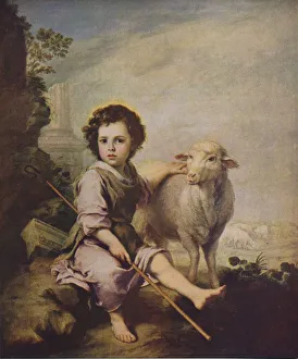 Caring Prints: El Divino Pastor, (The Good Shepherd), 1660, (c1934) Artist: Bartolome Esteban Murillo