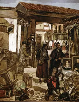 Market Prints: El Rastro, Madrid, 1922. Creator: Jose Gutierrez Solana