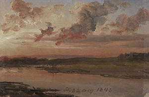Johan Christian Clausen Dahl Prints: The Elbe in the Evening, 1845. Creator: Johan Christian Dahl