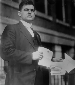 Presidential Campaign Prints: Elbert Martin and bullet-pierced speech, 1912. Creator: Bain News Service
