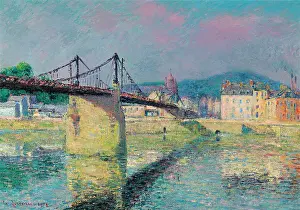 Banks Prints: Elbeuf Suspension Bridge, 1912. Creator: Loiseau, Gustave (1865-1935)