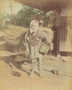 Workwear Prints: Elderly Japanese Woman Farm Laborer, 1870s-1890s. Creator: Kusakabe Kimbei