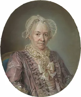 Mauve Prints: An Elderly Lady in a Mauve Silk Dress, 1767. Creator: Claude Bornet