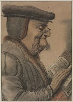 Framing Lines In Black Ink Prints: Elderly Man Reading a Book, first half 1600s. Creator: Nicolas Lagneau (French, 1590-1666)