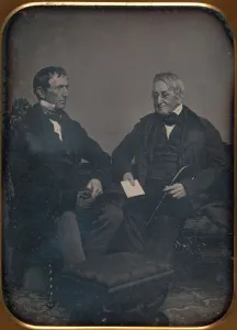John Adams Prints: Two Elderly Men Conversing, ca. 1850. Creator: John Adams Whipple