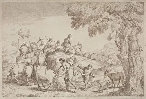 Sanguine Prints: An Elderly Shepherd Seen from Behind, 1758/1759. Creator: Gaetano Gherardo Zompini