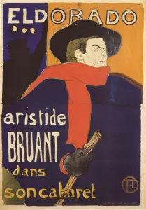 Bruant Gallery: Eldorado, Aristide Bruant (Poster), 1892. Artist: Toulouse-Lautrec, Henri, de (1864-1901)