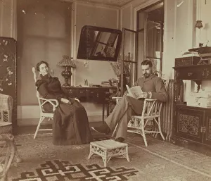 Frederick Pray Prints: Eleanor and Frederick Pray, seated in the veranda room