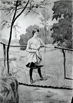 Railings Gallery: Eleanor (On the Log Bridge, Study for Painting), c. 1896-1899