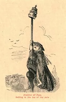 The Comic History Of England Gallery: Election of Pope. Getting to the top of the pole, 1897. Creator: John Leech