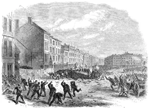 Protester Prints: The Election Riot in the Great Market-Place at Nottingham, 1865. Creator: Unknown