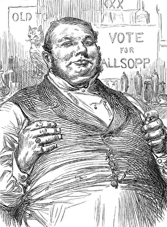 Harry Furniss Prints: Election Sketches: the voter who is for measures, not men, 1880. Creator: Unknown