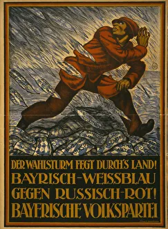 Bolshevism Prints: The election storm is sweeping through the country! Bavarian white and blue against