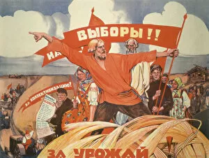 Peasants Collection: To the Elections! For Collectivisation! For the harvest!. Artist: Kostyanitsyn