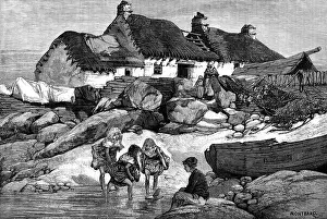 Paddling Prints: The Elections in the Isle of Man: fishermen's cottages at Port St