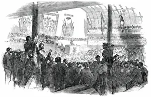 Electoral Meeting in the Salle Martel, Paris, 1850. Creator: Smyth