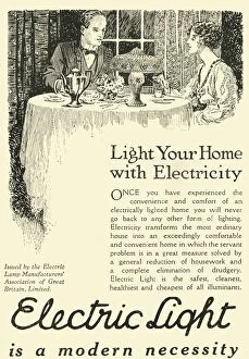 Eating Gallery: Electric Light is a modern necessity, 1920. Creator: Unknown