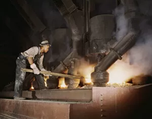 Electric phosphate smelting furnace used to make element...vicinity of Muscle Shoals, Alabama, 1942