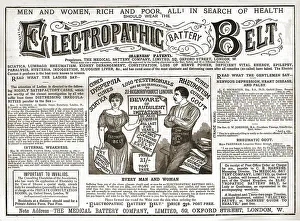 Electropathic Belt Prints: Electropathic Battery Belt, 1886. Creator: Unknown