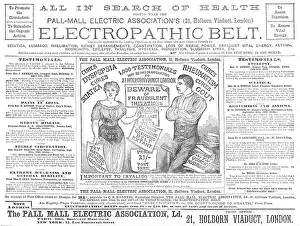 Healthcare Prints: Electropathic Belt, 1883. Creator: Unknown