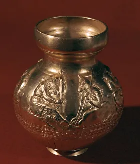 Electrum Graeco-Scythian vase showing Scythian activities, 4th century BC