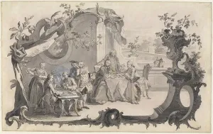 Incised Prints: An Elegant Company Playing Board Games, 1756. Creator: Johann Esaias Nilson