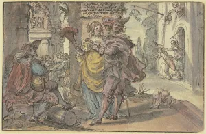 Gender Prints: Elegant couple with a lute-player, 1642. Creator: Mathias Strasser