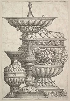 Dish Collection: Three Elegant Vessels on a White Background, ca. 1525. Creator: Albrecht Altdorfer