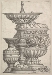 Albrecht Prints: Three Elegant Vessels on a White Background, ca. 1525. Creator: Albrecht Altdorfer