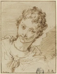 Elegance Prints: Elegant Young Woman with a Pearl Necklace. Creator: Francesco Fontebasso